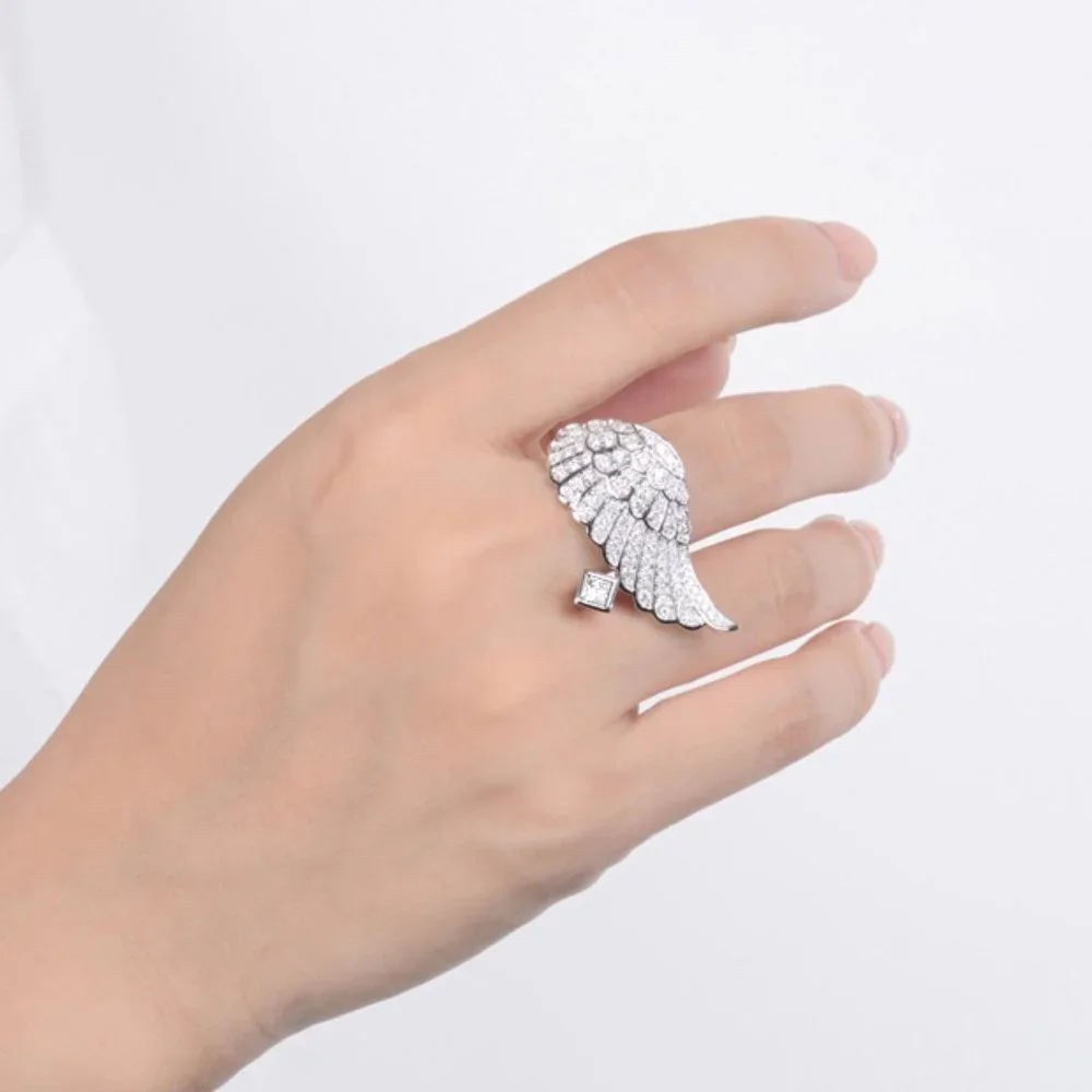 ✨ Lovely Fashion Zircon Full Filled Romantic Angel Wings Ring Women, PD097 - Picture 7 of 8